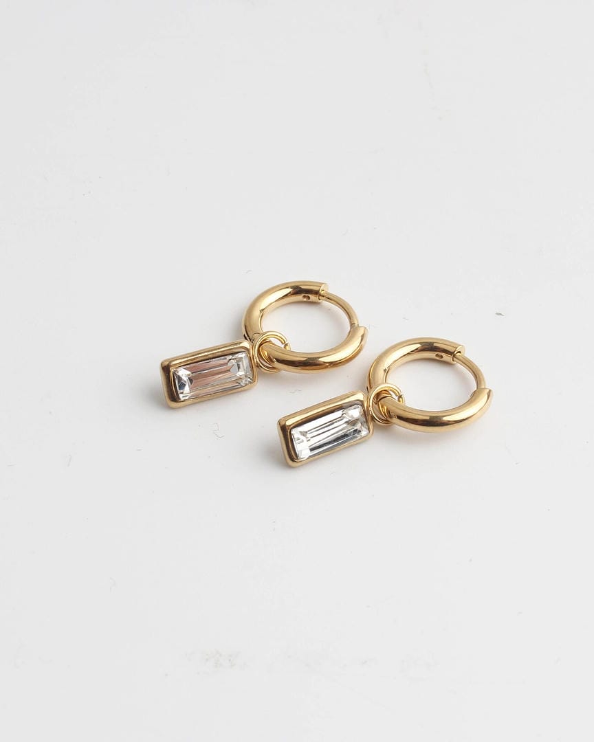 Gleaming Rectangle Drop Gem Earrings
