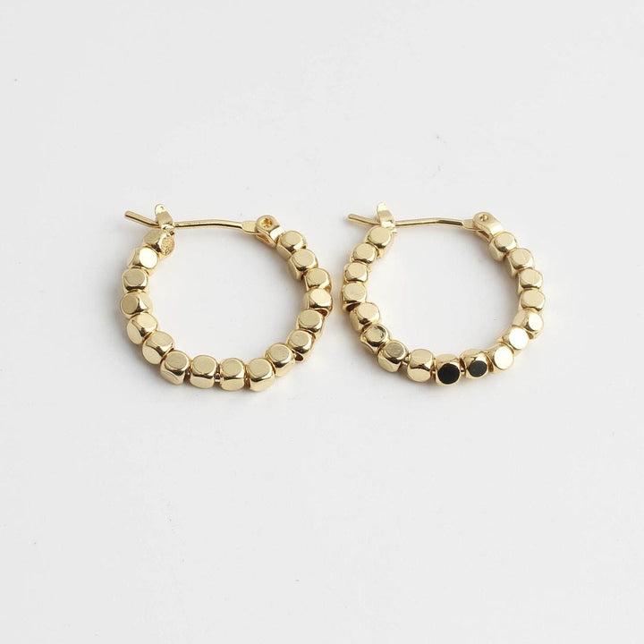 Cube Beaded Huggie Hoop Earrings