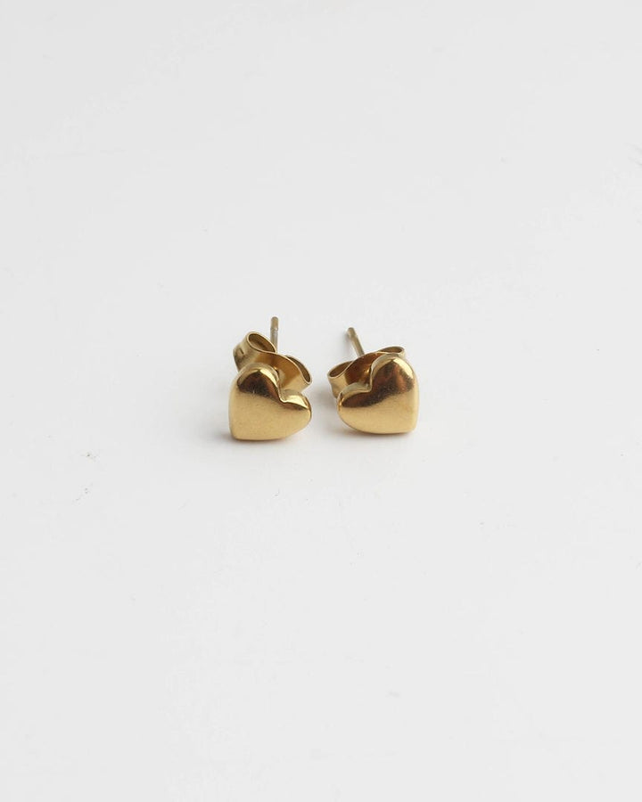 Solid Heart Polished Stud Earrings