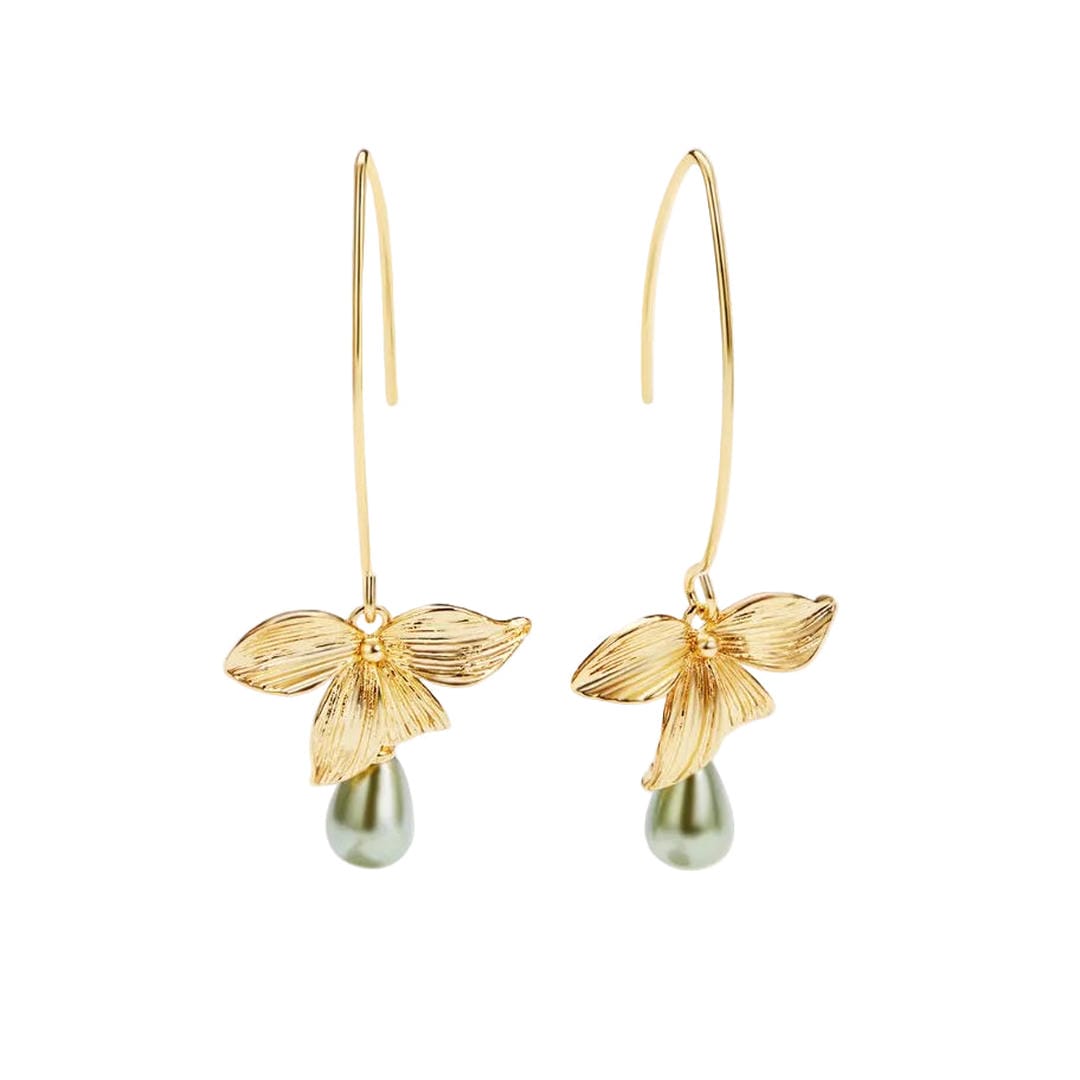 Jade Pearl &amp; Petal Drop Earrings