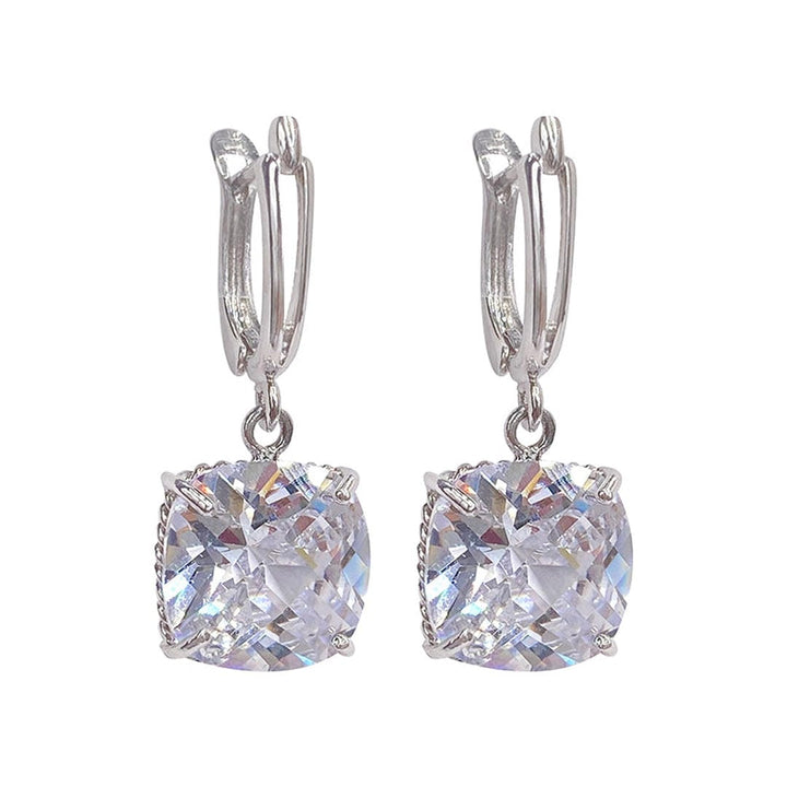 White Gold Zirconia Drop Earrings
