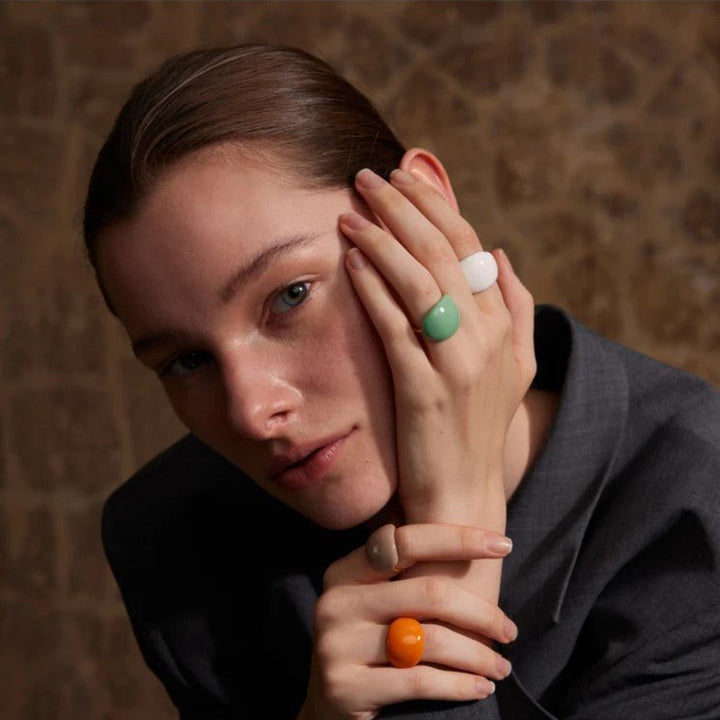 Lava Drop SS Enamel Ring