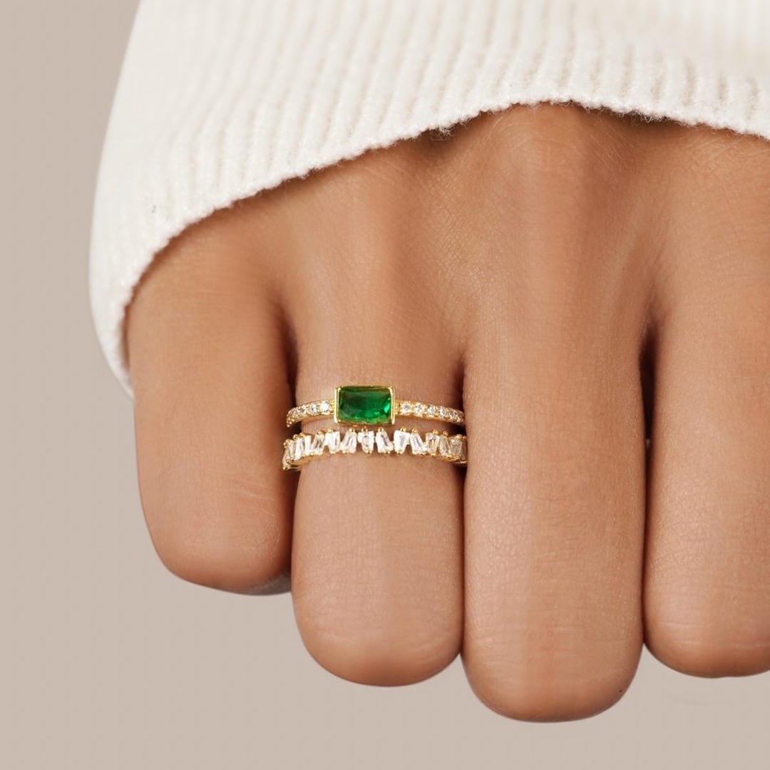 Forest Green Zirconia Adjustable Ring