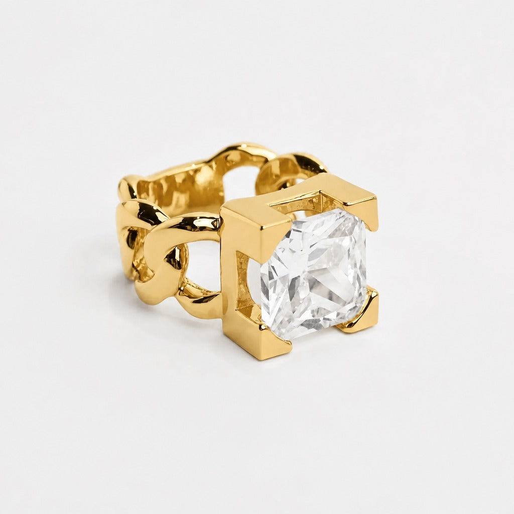 LuxeLink Glass Square Ring