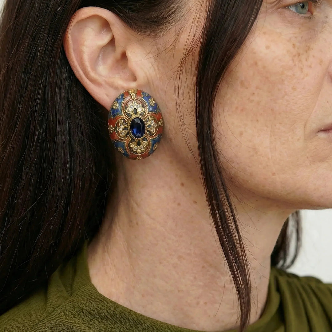 Majesty Enamel Stud Earrings