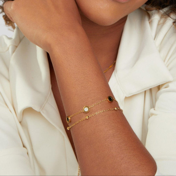 Muse Onyx &amp; White Stone Bracelet