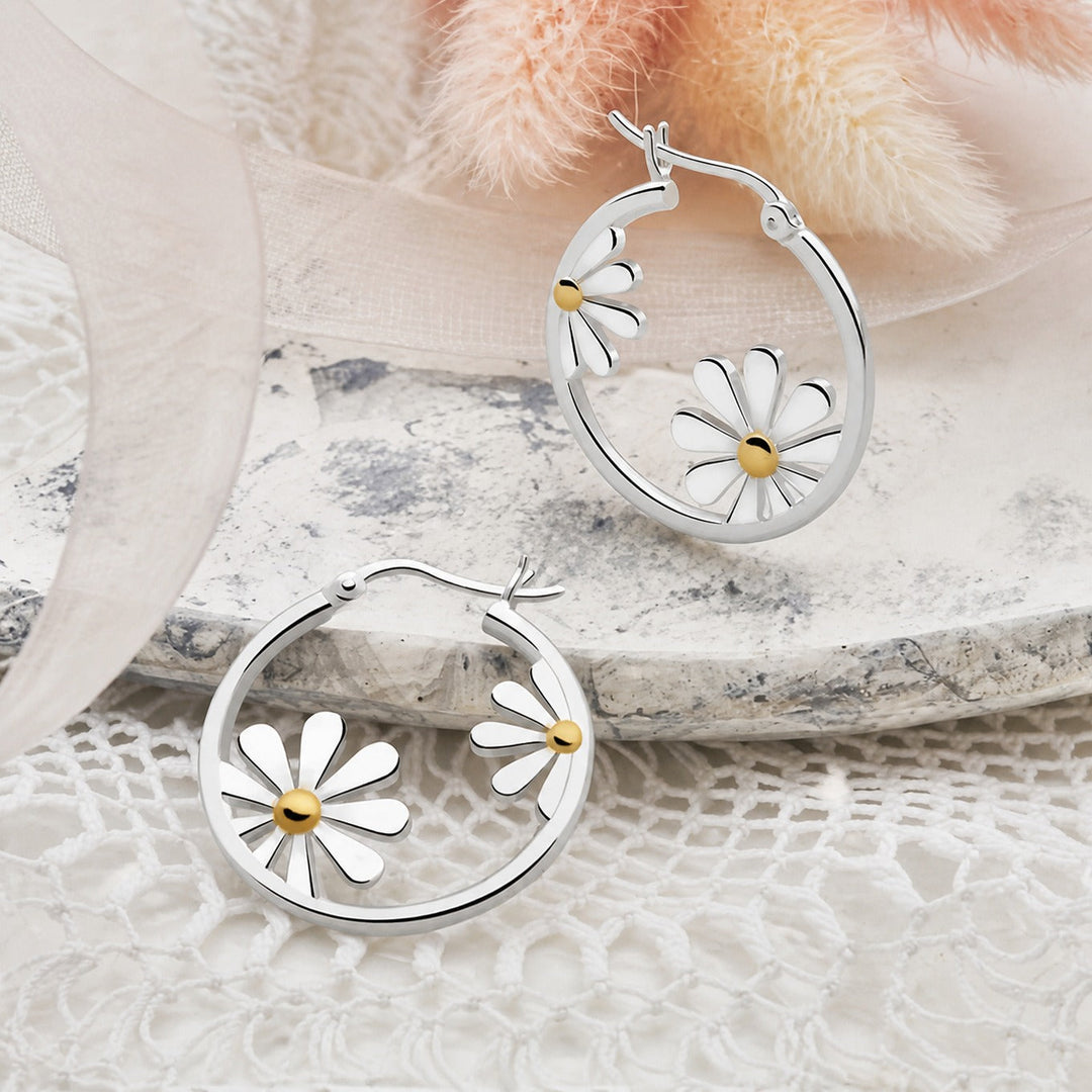 Petite Daisy Silver Earrings