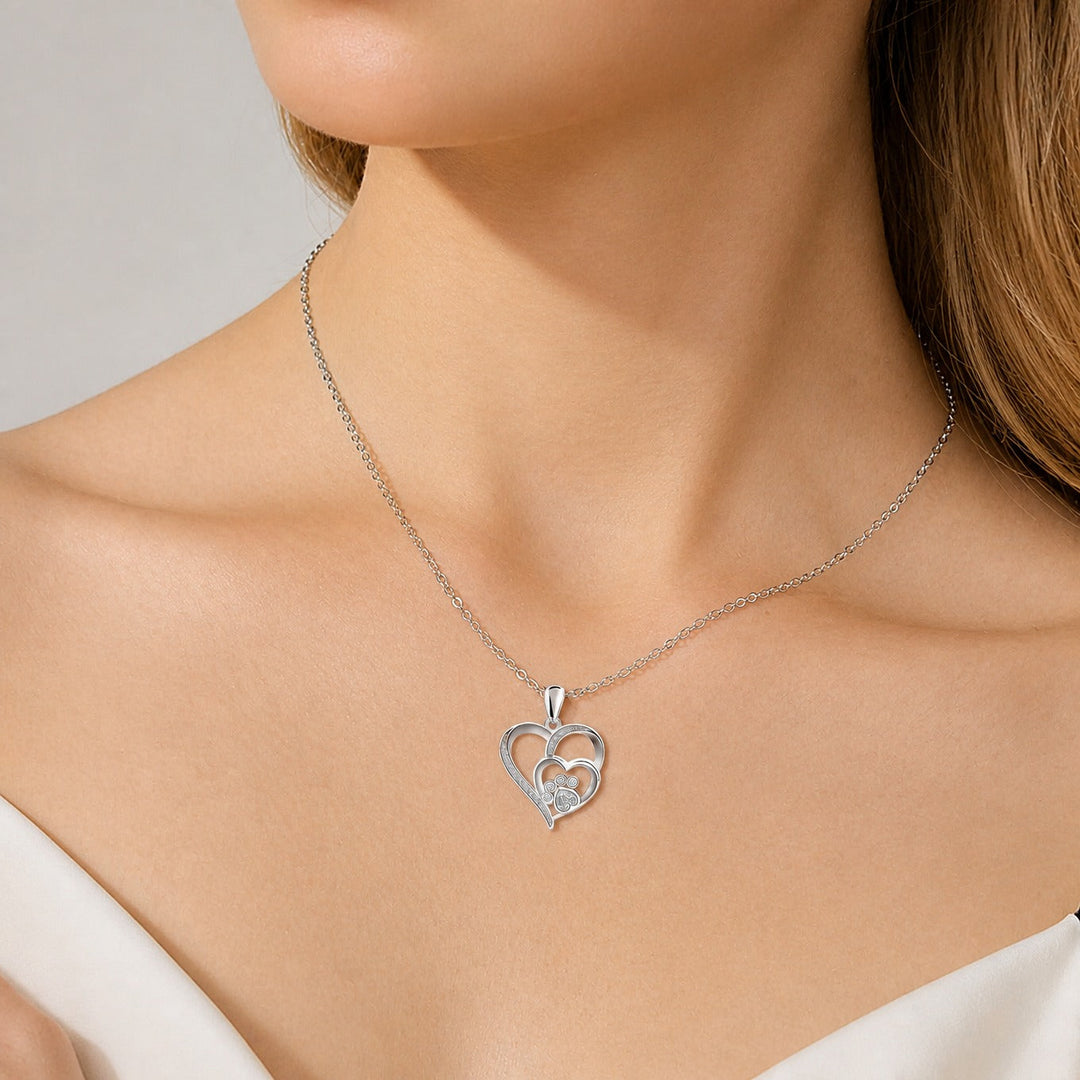 Delicate Heart Paw Necklace