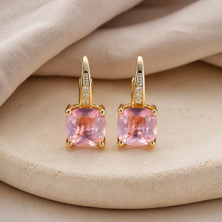 Mystic Sapphire Stone Hoop Earrings