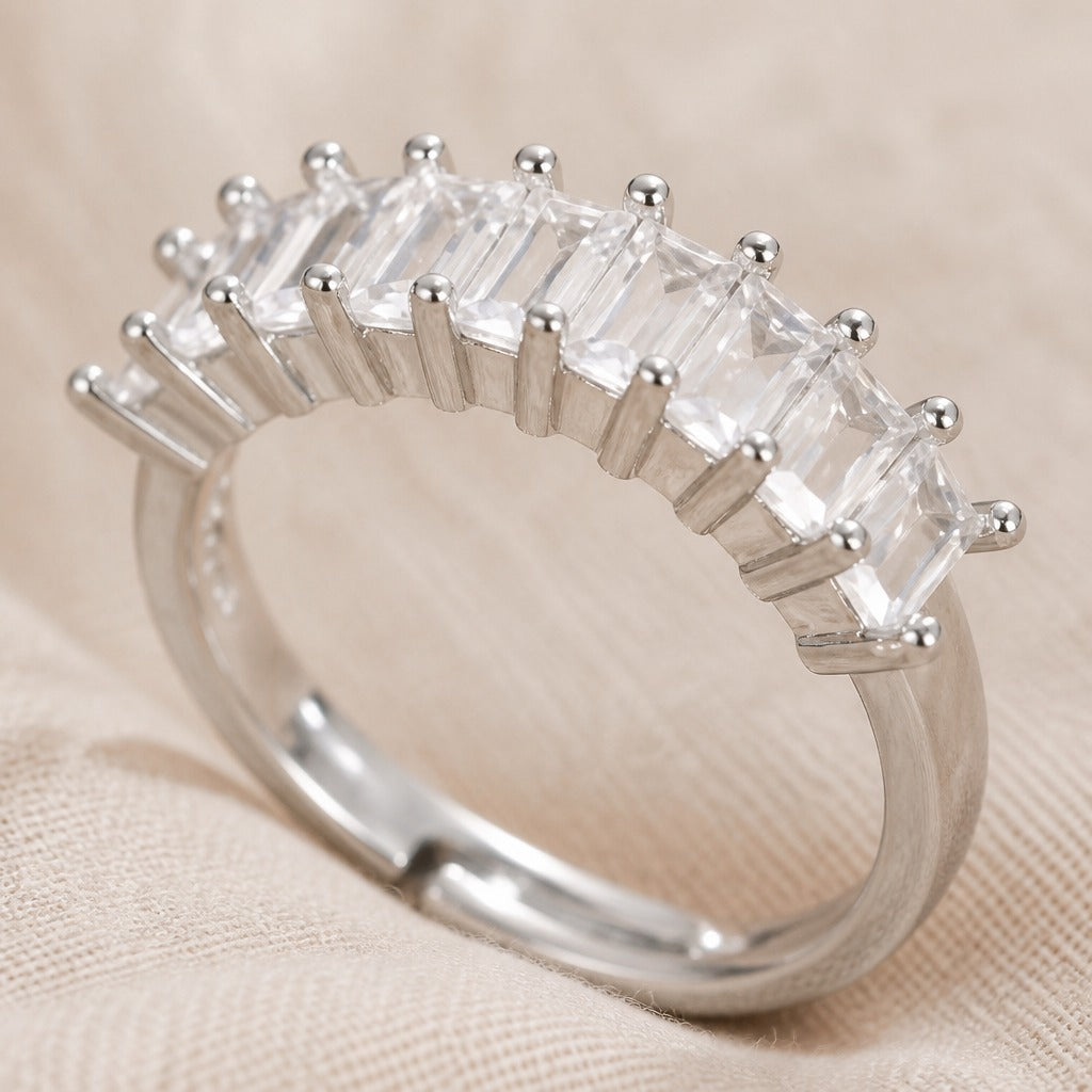 Radiant Baguette Channel Crystal Ring