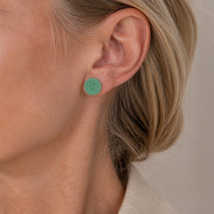 Jade Rose Stud Earrings