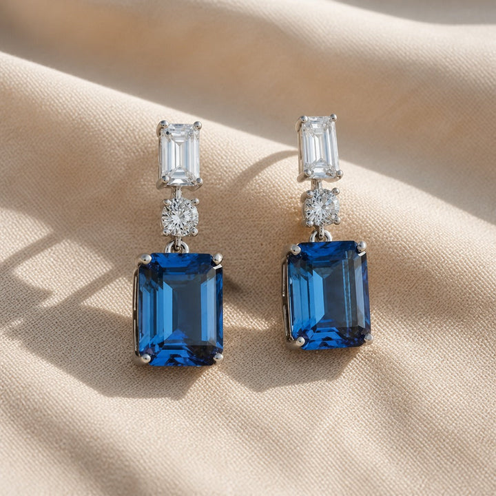 Lavish Blue Zirconia Drop Earrings