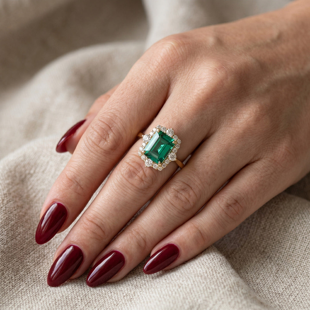 Golden Pavilion Emerald Ring