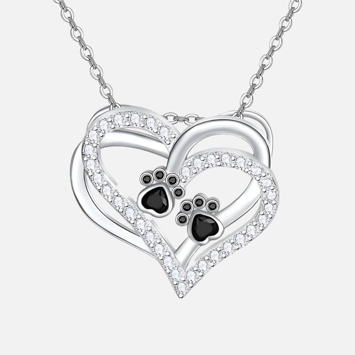 Dog Paw Heart Zirconia Necklace