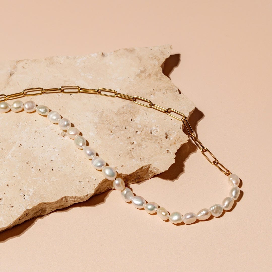 Gold and Pearl Split Necklace