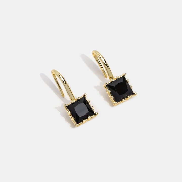 Crystal Black Stone Drop Earrings