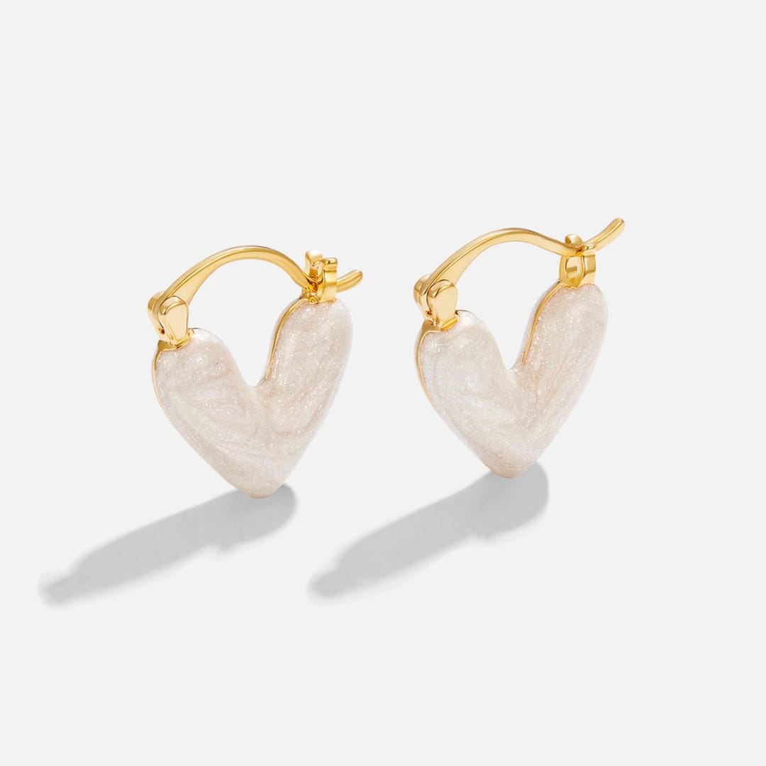 Pure White Heart Earrings