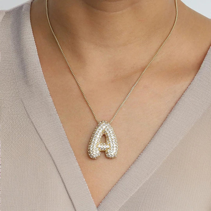 Bubble Initial Crystals Necklace