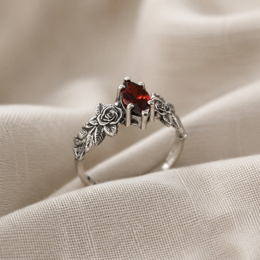 Vintage Rose Garnet Ring