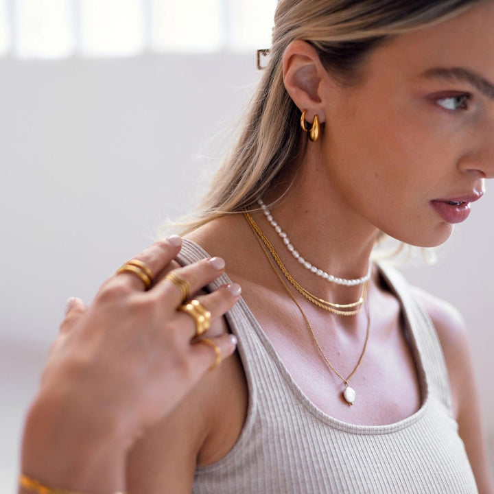 Gold Teardrop Hoop Earrings