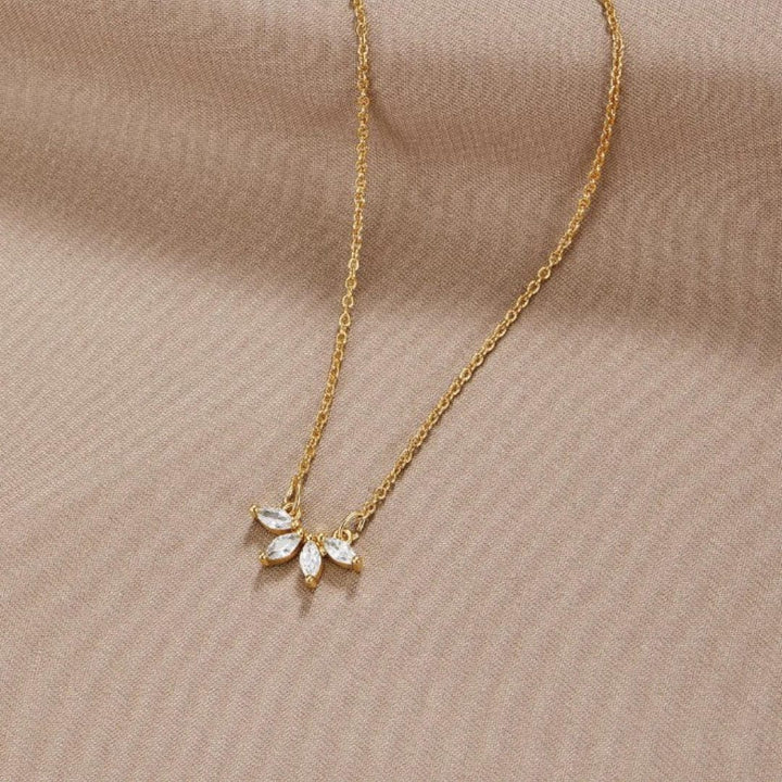 Omelia Sparkling Crystal Leaf Necklace