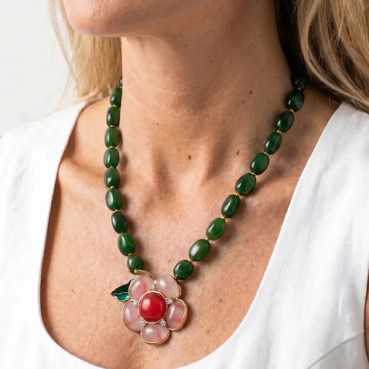 Verdant Bloom Vintage Necklace