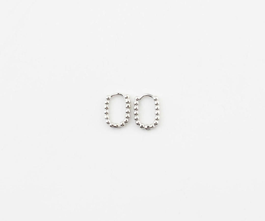 Beaded Oval Huggie Hoop Earrings